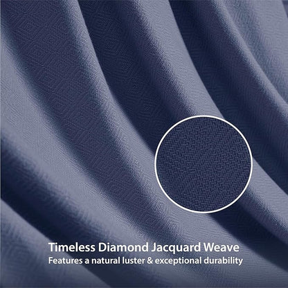 Twin Size Blanket, 70% Rayon (Derived from Bamboo) and 30% Cotton, Lightweight Jacquard Weave, Breathable and Soft Summer Blanket for Bed or Couch, 66” x 90”, Navy