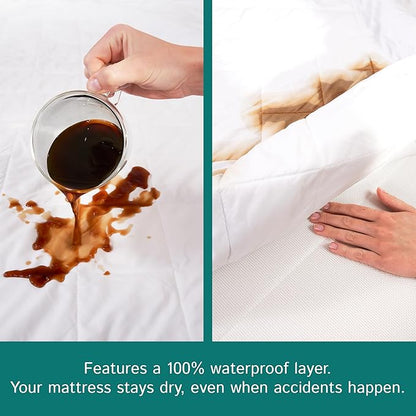 Twin Size Quilted Mattress Pad - Fitted Waterproof Mattress Protector, Pillow Top Mattress Topper, Premium Quality Hypoallergenic Mattress Cover