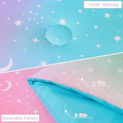 URBONUR 6Pcs Rainbow Comforter Set for Girls Full Size Multi-Color Pink Blue Green Tie Dye Soft All Season Kids Bedding Bed in A Bag Set