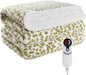 Electric Heated Blanket Full Size 72"×84" with 6 Heating Levels &10Hs Auto Off, Heating Double Sided Plush Sherpa, Fast Heating, Machine Washable Leopard Print Green & White