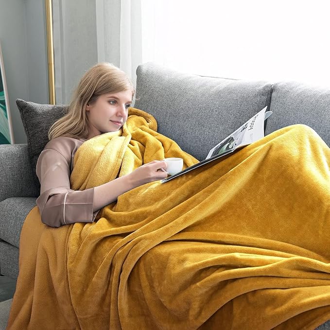 IR Imperial Rooms Fleece Blankets Queen Size 90x90 Inches- 8 Pack - Super Soft Fluffy Throw Blanket for Sofa and Bed - Warm and Cozy Lightweight 400 GSM Microfiber Bed Throws Blankets (Queen, Mustrad)