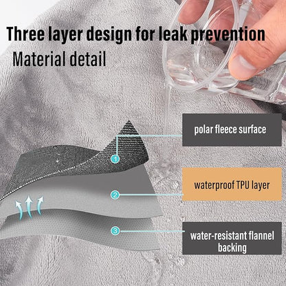 Waterproof Blanket for Bed Couch Sofa, 60"x80" Reversible & Washable, Waterproof Blanket Queen Size, Waterproof Bed Blanket, Water Resistant Blanket (Dark Grey/Silver Grey)