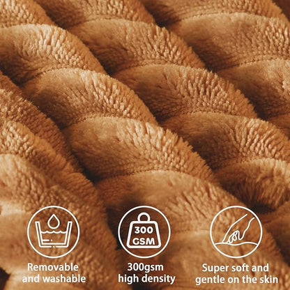 Headboard Wedge Pillow + A Long Neck Roll Pillow Body Pillow，Large Headboard Pillow with Removable Cover (Brown, Queen：59x8x20 inches)