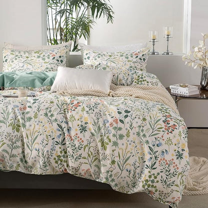 Jane yre Floral King Duvet Cover Brushed Microfiber 3 Pieces Floral Bedding Set King Garden Style Red Floral Pattern Flower King Duvet Cover with Zipper Closure Luxury Soft Breathable Comfy