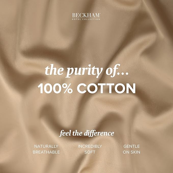 Beckham Hotel Collection Bed Pillows with Cotton Pillowcases King Size Sets of 2, Soft Down Alternative Pillows for Sleeping, Open End Cases for Easy Changing, Sand