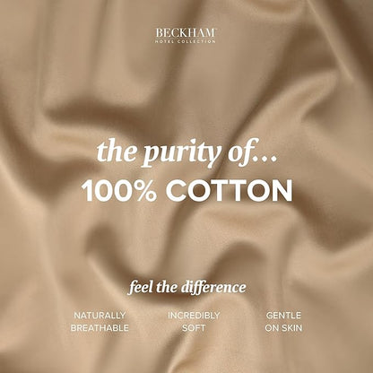 Beckham Hotel Collection Bed Pillows with Cotton Pillowcases King Size Sets of 2, Soft Down Alternative Pillows for Sleeping, Open End Cases for Easy Changing, Sand