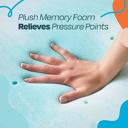 Linenspa 4 Inch Gel Swirl Memory Foam Mattress Topper – Cooling Gel Infused – Pressure Relieving Bed Topper - Mattress Pad – CertiPUR Certified - King Size