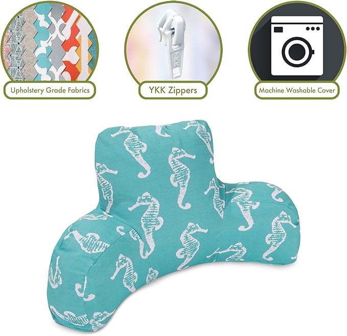 Majestic Home Goods Sea Horse Reading Pillow, Teal