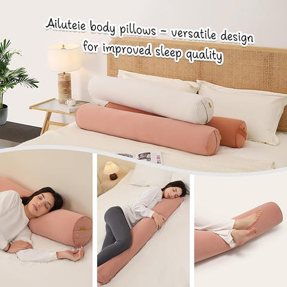 Body Pillow for Adults – Long Bolster Pillow for Bed, Round Cuddle Pillow, Full Support for Side Sleepers,59 x 7.87 Inches,Blush Pink