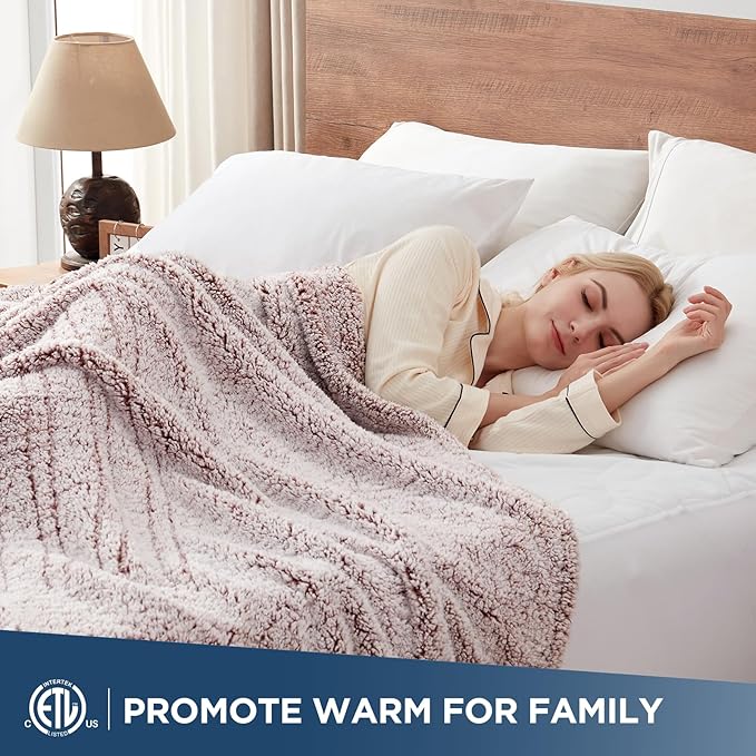 Westinghouse Electric Blanket Full Size, Soft Plush Sherpa Heated Blanket with 10 Heating Levels & 1-12 Hours Auto-Off, Machine Washable, 80x84 inches, Rust
