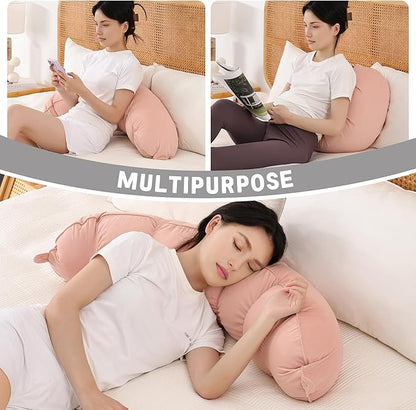 Peallow(Pat. Pend) – Long Round Body Pillow for Adults, Bolster Pillow for Sleeping, Soft and Supportive Pillow for Sleeping & Lumbar Support (Soft Pastel Pink, 39")