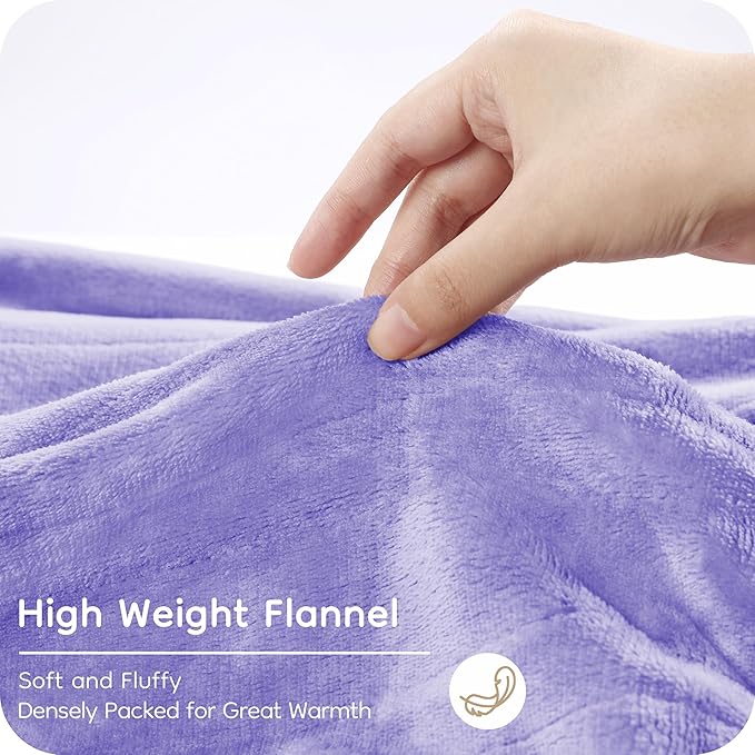 Electric Heated Blanket King Size 90×100, Comfortable & Luxurious Flannel, 4 Heating Levels & 10 H Auto Shut Off, Light Purple