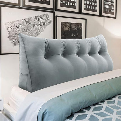 WOWMAX Headboard Pillow Twin, Triangular Wedge Pillow Headboard, Wedge Headboard Pillow for Bed Sofa, Daybed Pillows for Sitting up, Reading or Working with Removable Cover, Grey