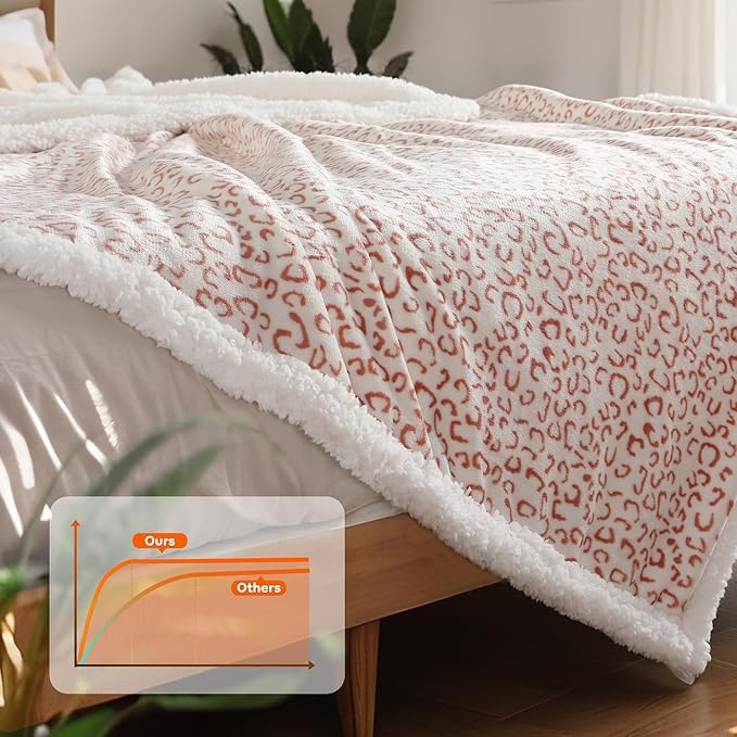 Electric Heated Blanket Full Size 72x84 - Leopard Print Flannel Soft Heating Blanket with 10 Heat Levels & Auto Shut Off, Machine Washable Warm Throw for Bed Couch, Brown White