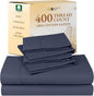 California Design Den 6-Pc King Size Sheet Set with 4 Pillowcases - Soft 400 Thread Count 100% Cotton Sheets, Sateen Weave, Deep Pocket Bedsheets Set - Indigo Dusty Blue