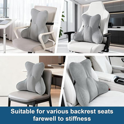 Lumbar Support Pillow – Multi-Functional Ergonomic Back Cushion for Office Chair, Car Seat & Sofa, Reading Pillow with Firm Multi-Zone Support to Relieve Lower Back Pain,Zinc Gray