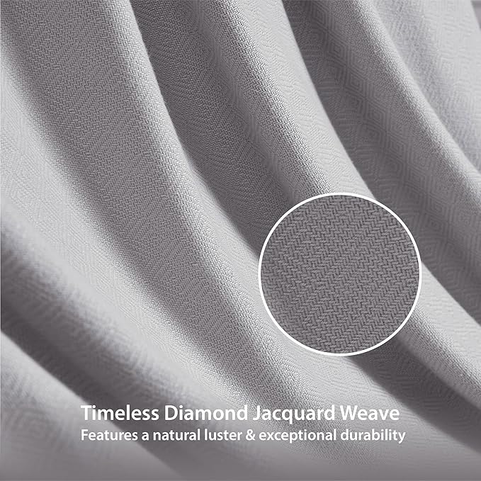 Queen Size Blanket, 70% Rayon (Derived from Bamboo) and 30% Cotton, Lightweight Jacquard Weave, Breathable and Soft Summer Blanket for Bed or Couch, 90” x 90”, Grey