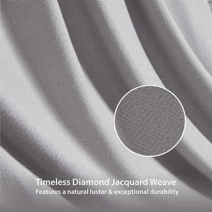 Queen Size Blanket, 70% Rayon (Derived from Bamboo) and 30% Cotton, Lightweight Jacquard Weave, Breathable and Soft Summer Blanket for Bed or Couch, 90” x 90”, Grey