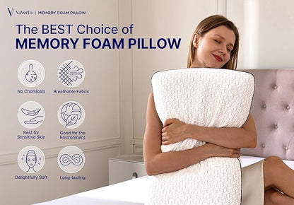 Cooling Gel Memory Foam Pillow - 1-Pack - King Size Bed Pillows For Sleeping - Medium-Firm - Back, Stomach and Side Sleeper Pillow - Shoulder & Back Pain Relief - Washable , Bamboo Viscose Cover