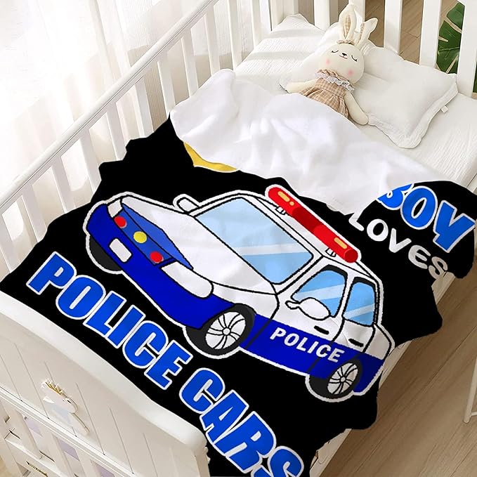 Police Car Blanket for Boys Kids Child Toddler Soft Fleece Police Blanket Just A Boy Who Loves Police Car Throw Blanket for Couch Bed Sofa Decor Birthday Police Gifts 30"x40"-XS