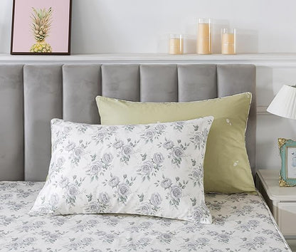 FADFAY College Duvet Cover Set Twin XL Vintage Rose Floral Bedding Shabby Peony Dorm Room Comforter Cover Set 100% Percale Cotton Ultra Soft Quilt Cover with Hidden Zipper Closure 3Pcs, Twin XL Size