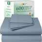 CALIFORNIA DESIGN DEN 5-Star Hotel 600 Thread Count 100% Cotton Sheets Set - Soft & Smooth Queen Bedding Set with Deep Pockets, Quality Beats Egyptian Cotton Claims (Pastel Blue)