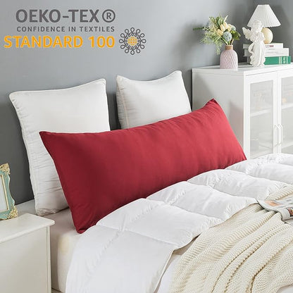 ELNIDO QUEEN Body Pillow with Pillowcase - Soft Long Bed Pillow for Adults - Breathable Full Body Pillow Insert for Sleeping, 20x54inches - Wine Red