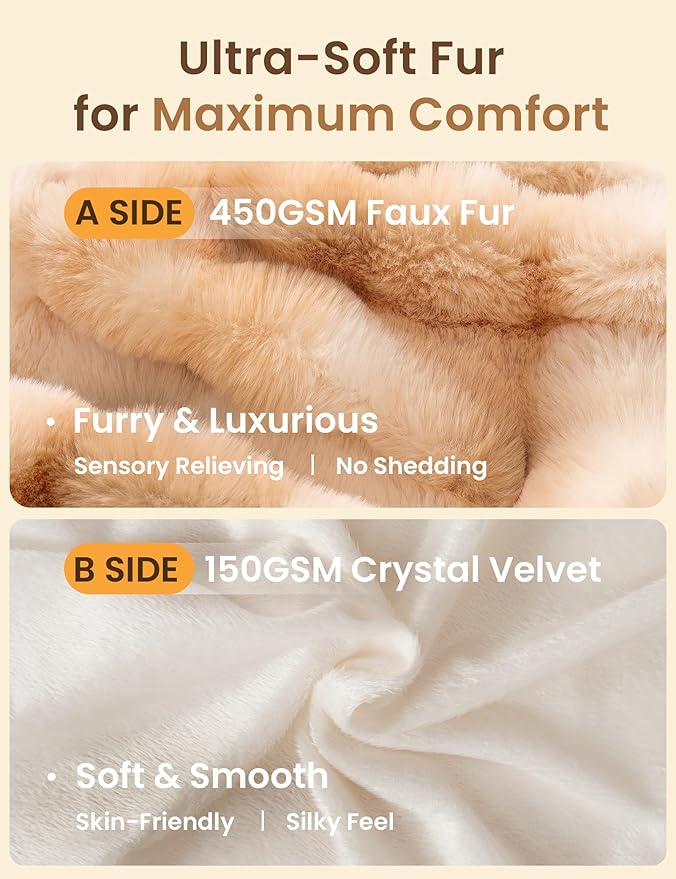ZonLi Fluffy Faux Rabbit Fur Light Tan Body Pillow, Side Sleep Body Pillow with Washable Cover, Adjustable Memory Foam Fill，20x54 Long Pillow for Adults Girls & Kids