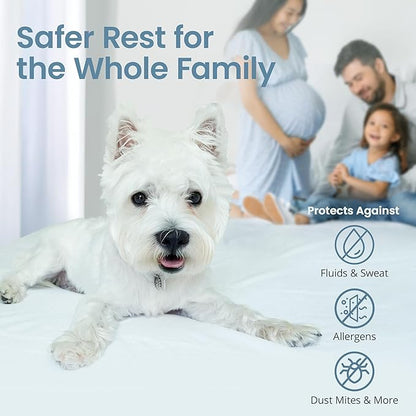 SafeRest Waterproof California King Size Mattress Protector - Fitted with Stretchable Pockets - Machine Washable Cotton Blend Mattress Cover for Bed