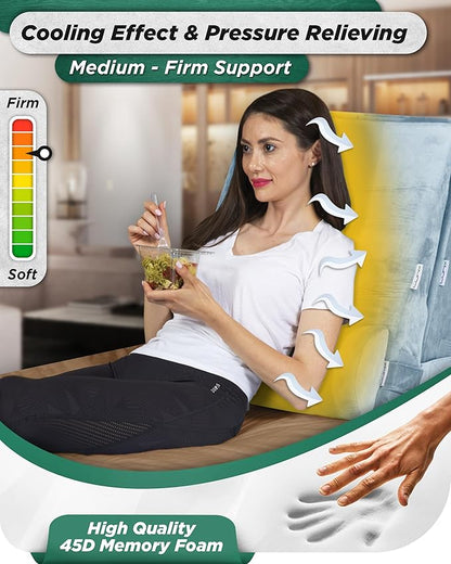 Lunix 5pcs Orthopedic Bed Wedge Pillow Set for Sleeping – Adjustable Post Surgery Back, Leg & Knee Support, Acid Reflux & GERD Relief, Memory Foam Head Pillows, with Hot/Cold Pack, Gray