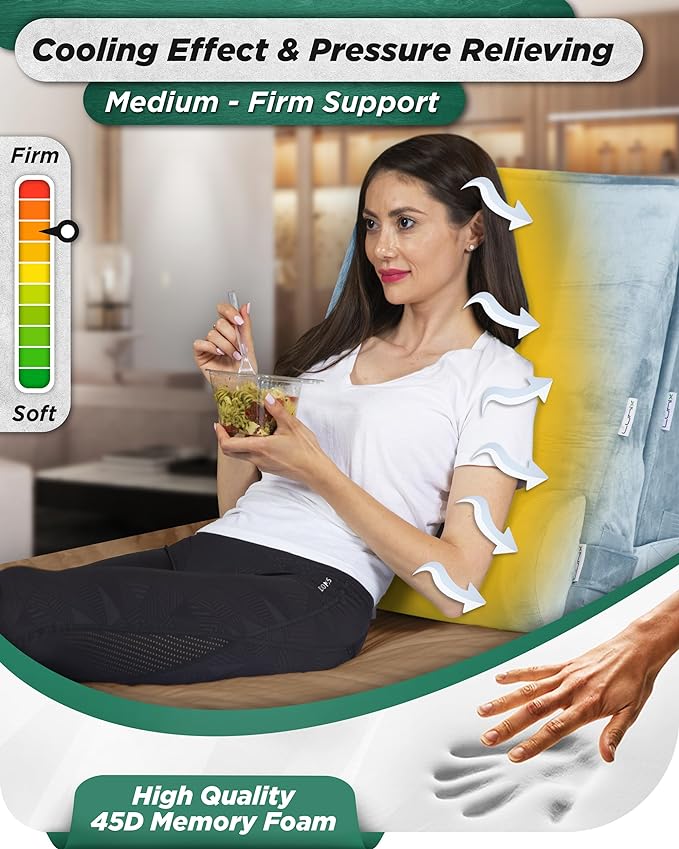 Lunix 4pcs Orthopedic Bed Wedge Pillow Set for Sleeping – Adjustable Post Surgery Back, Leg & Knee Support, Acid Reflux & GERD Relief, Memory Foam Head Pillows, with Hot/Cold Pack, Gray