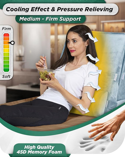 Lunix 4pcs Orthopedic Bed Wedge Pillow Set for Sleeping – Adjustable Post Surgery Back, Leg & Knee Support, Acid Reflux & GERD Relief, Memory Foam Head Pillows, with Hot/Cold Pack, Gray