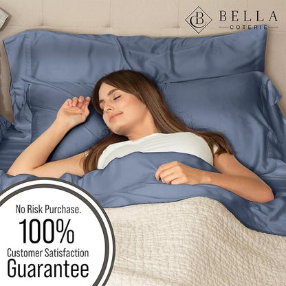 Bella Coterie | Luxury Bamboo Standard Size Pillowcase Set | 100% Organically Grown Bamboo Viscose | Ultra Soft | Cooling | 2 Pcs [Slate Blue]
