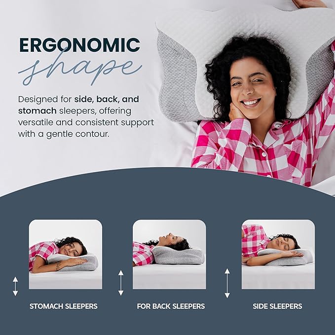 IWS I WANNA SLEEP Cervical Original Neck Plus Charcoal Premium Ergonomic Memory Foam Activated Charcoal Hypoallergenic Pillow for Neck and Back Pain Relief – Orthopedic Pillow