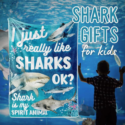 Shark Blanket for Shark Lovers, Throw Flannel Blanket 50"x 65"