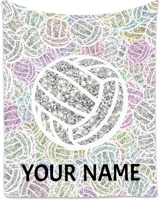 Personalized Volleyball Gifts with Name, Volleyball Blanket for Teen Girls, Custom Team Gift for Sport Lovers, Soft Plush Girls Throw Blankets Party Decorations for Couch Sofa, 40"x50"