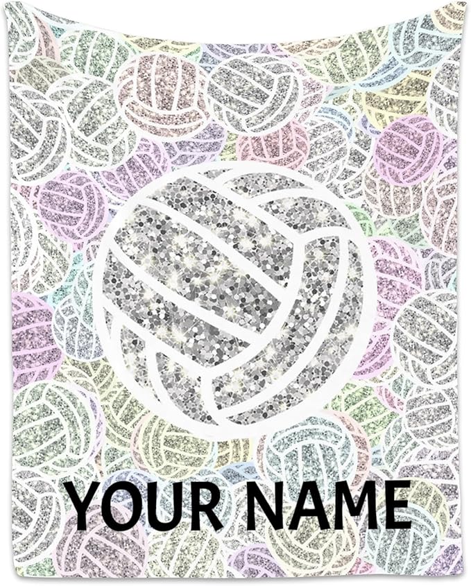 Personalized Volleyball Gifts with Name, Volleyball Blanket for Teen Girls, Custom Team Gift for Sport Lovers, Soft Plush Girls Throw Blankets Party Decorations for Couch Sofa, 30"x40"