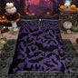 Castle Fairy Halloween Themed Duvet Cover Set Twin Size,Black Bats Animal Print Comforter Cover for Kids Boys Bedroom Gift,Dark Purple Color Bedding Set with 1 Pillowcase (Not Comforter)