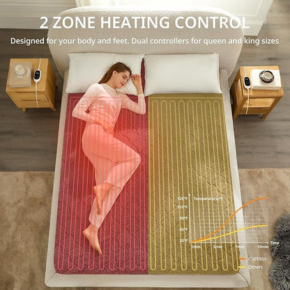 Heated Mattress Pad Queen, Electric Mattress Pad with 9 Heat Settings, Memory Function, Fast Heating, 1-12 Hours Auto Off, Deep Pocket, Machine Washable, 60"x 80", Black