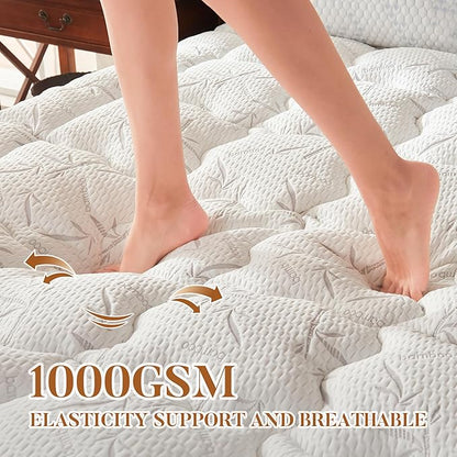 100% Waterproof Twin XL Size Mattress Topper,Thick Pillow Top Mattress Pad，Up to 21 Inch Deep Pocket,Soft Breathable Mattress Pad for Back Pain, Protector Cover(White)