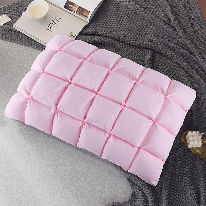 YOUR MOON Super Support Soft Down-Alternative Pillow Standard Size, Fluffy Soft Luxury Hotel Gel Sleeping Pillows, Bed Pillows for Side Sleepers(Pink)