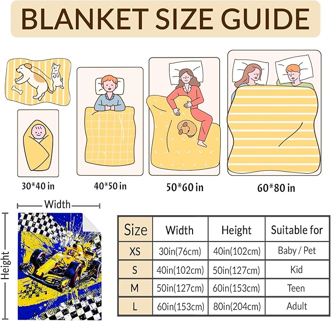 Boys Blanket Gifts Racing Car Blankets for Kids Toddlers Boys - 30" x 40" Cute Car Themed Soft Lightweight Flannel Throws for Couch, Sofa, Bed, Office, Travel