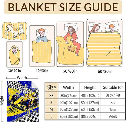 Blanket for Boys, Racing Car Throw Blanket Gifts for Kids Boys Age 6-8, 40"x50" Cute Flannel Blankets Gift for Son Cars Lovers Lightweight Throws for Couch Sofa Bed Decor