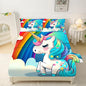 Unicorn Fitted Sheet Set, Rainbow Unicorn Bedding Sets Queen Size for Girls Kids Children Boys Teens Cartoon Sheets Bedspread Set,1 Flat Sheet 1 Fitted Sheet 2 Pillowcases