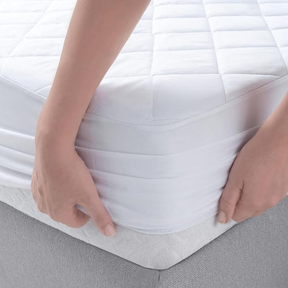 YATAS BEDDING Perle Quilted Fitted Mattress Protector, Machine Washable and Easy Care, Superior Protection and Comfort,100% Cotton Breathable top, (California King) - 71"x85" - 14" Deep Pocket