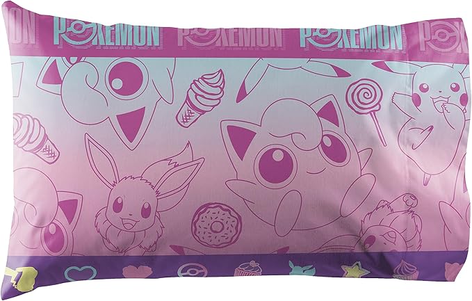Northwest Pokemon Twin Sized Bed in a Bag Set, Piachu and Eevee, Anime Bedding for Kids Boys Girls, Light and Sweet