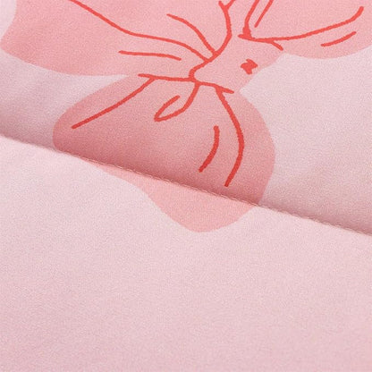 Holawakaka Kids Zipper Bedding Bow Comforter Set, Girls Women Twin Size Strawberry Bowknot Print Zippered Bed Sets, Child Cartoon Dorm Zip Bedding