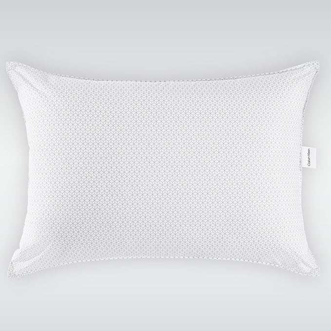 Calvin Klein Geometric Print 20" x 28" Standard/Queen Size Set of 2 Bed Pillows for Sleeping, White