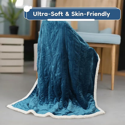 Electric Heated Blanket Twin Size - 62"x84", Soft Flannel Heating Blanket, 10 Heating Levels, 1-12 H Auto Shut Off, Breathable Warm and Washable for Bed, Lake Blue