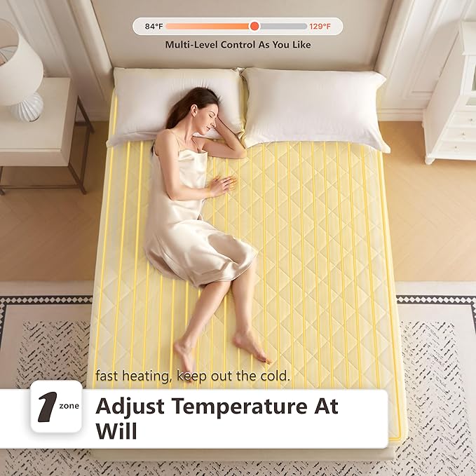 Wapaneus Diamond Qquilted Heated Mattress Pad Full Size 10 Heat Settings with 1-12 Hours Timer Auto Off,Deep Pocket Fits up to 18",Microfiber Bed Warmer,ETL Listed Machine Washable,54"x75"